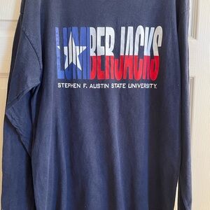 Champion Navy Long Sleeve Tee with Lumberjacks Graphic
